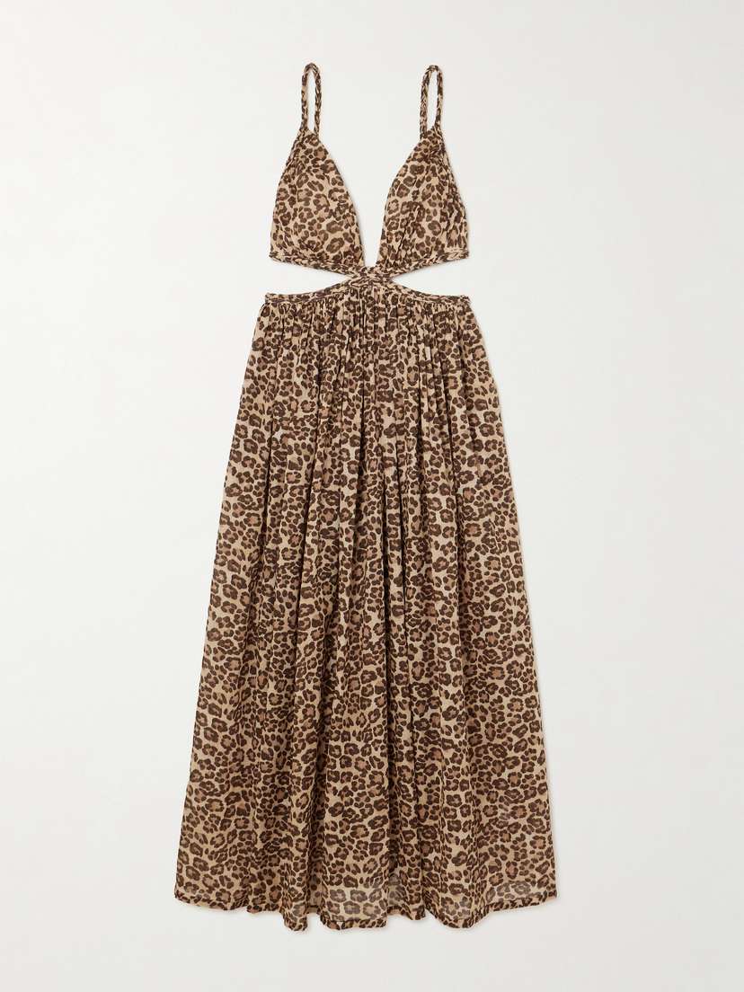 Zimmermann Wanderlust Cutout Leopard-print Cotton-voile Maxi Dress