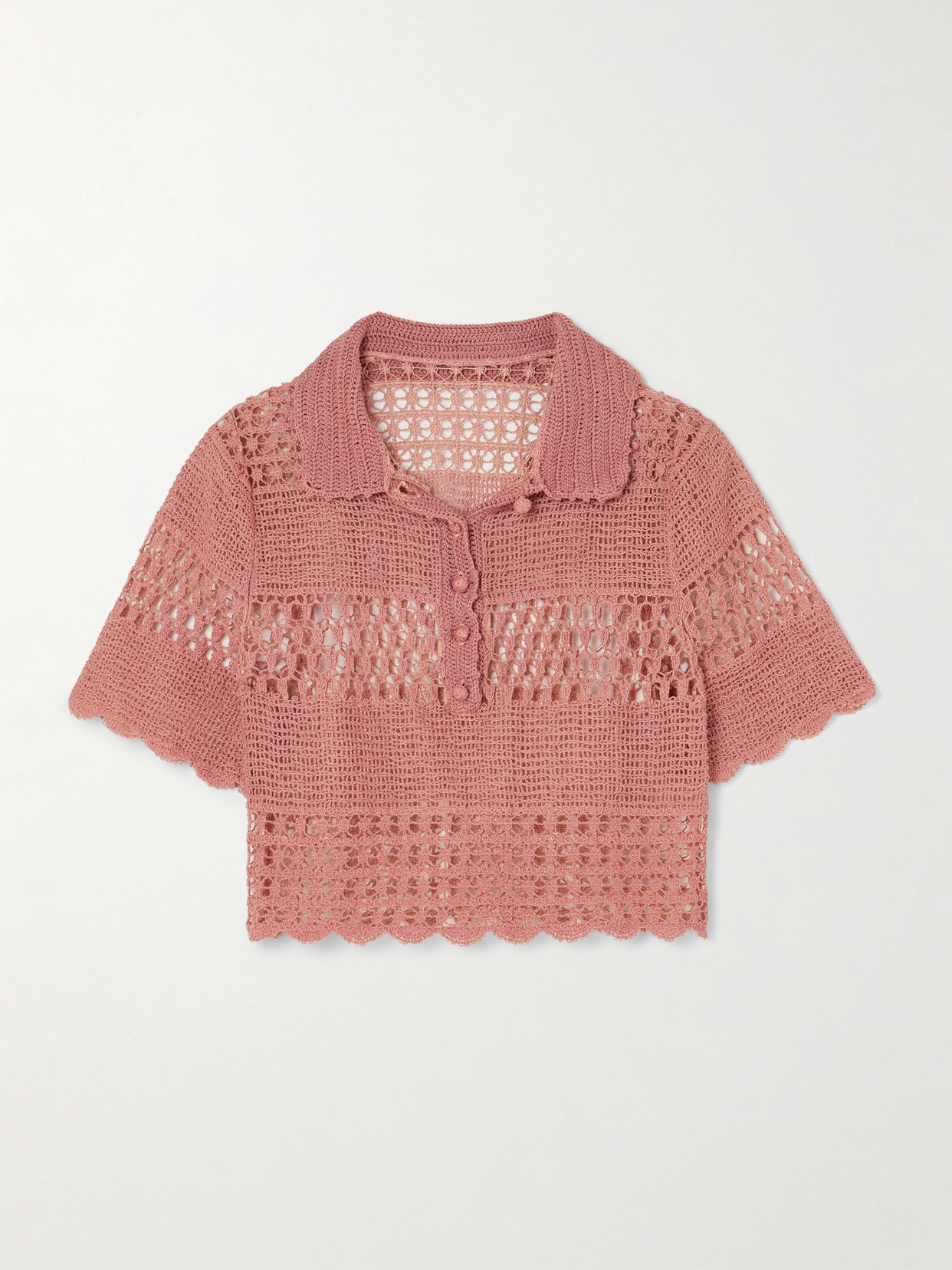 Zimmermann Wanderlust Sun Crocheted Cotton-blend Top In Pink