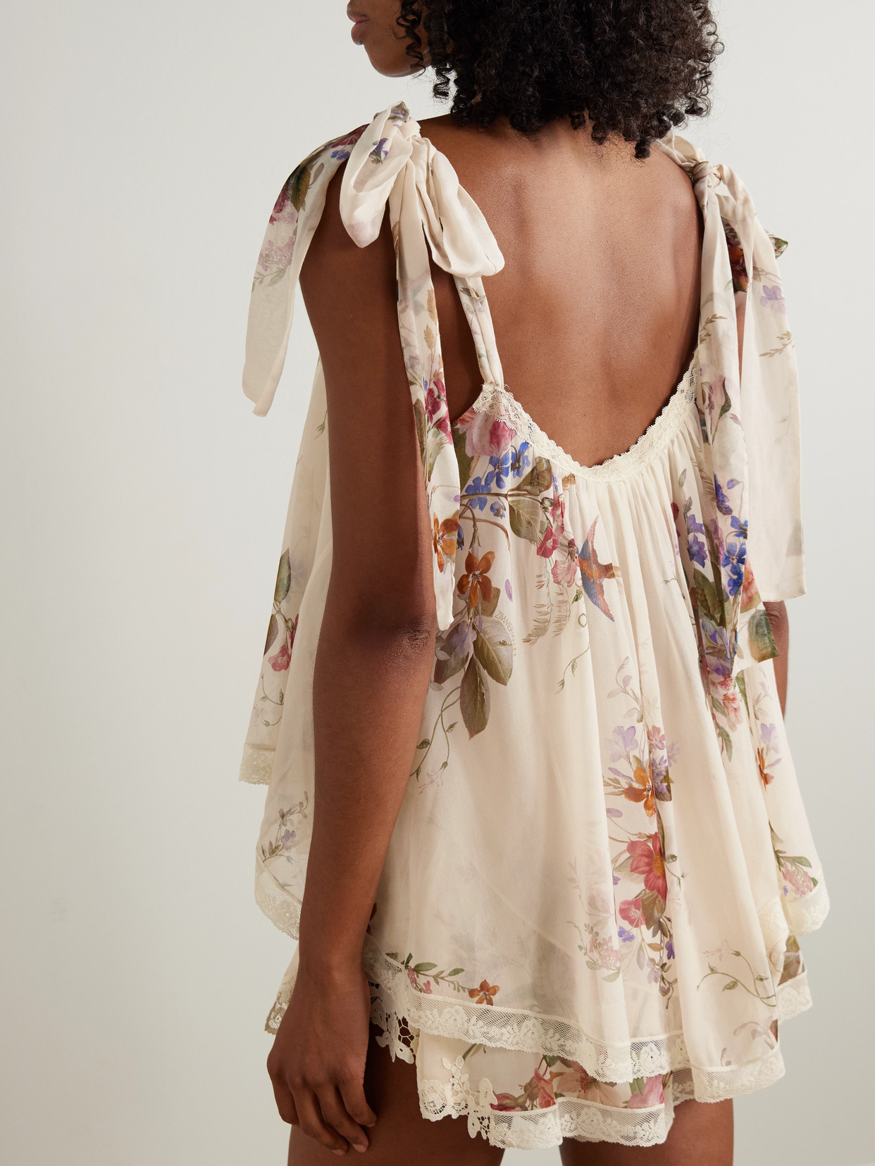 Zimmermann Patience Lace-trimmed Floral-print Cotton And Silk-blend Top In White