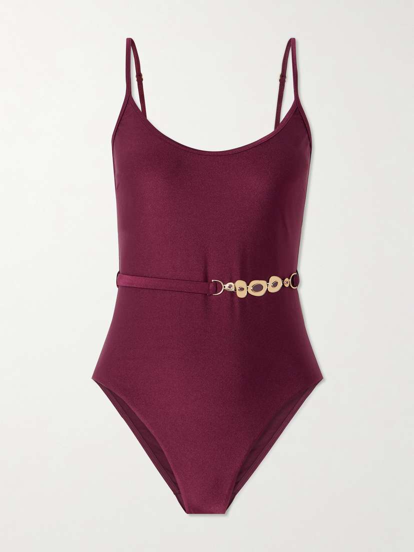 Zimmermann Awaken Embellished Belted Swimsuit
