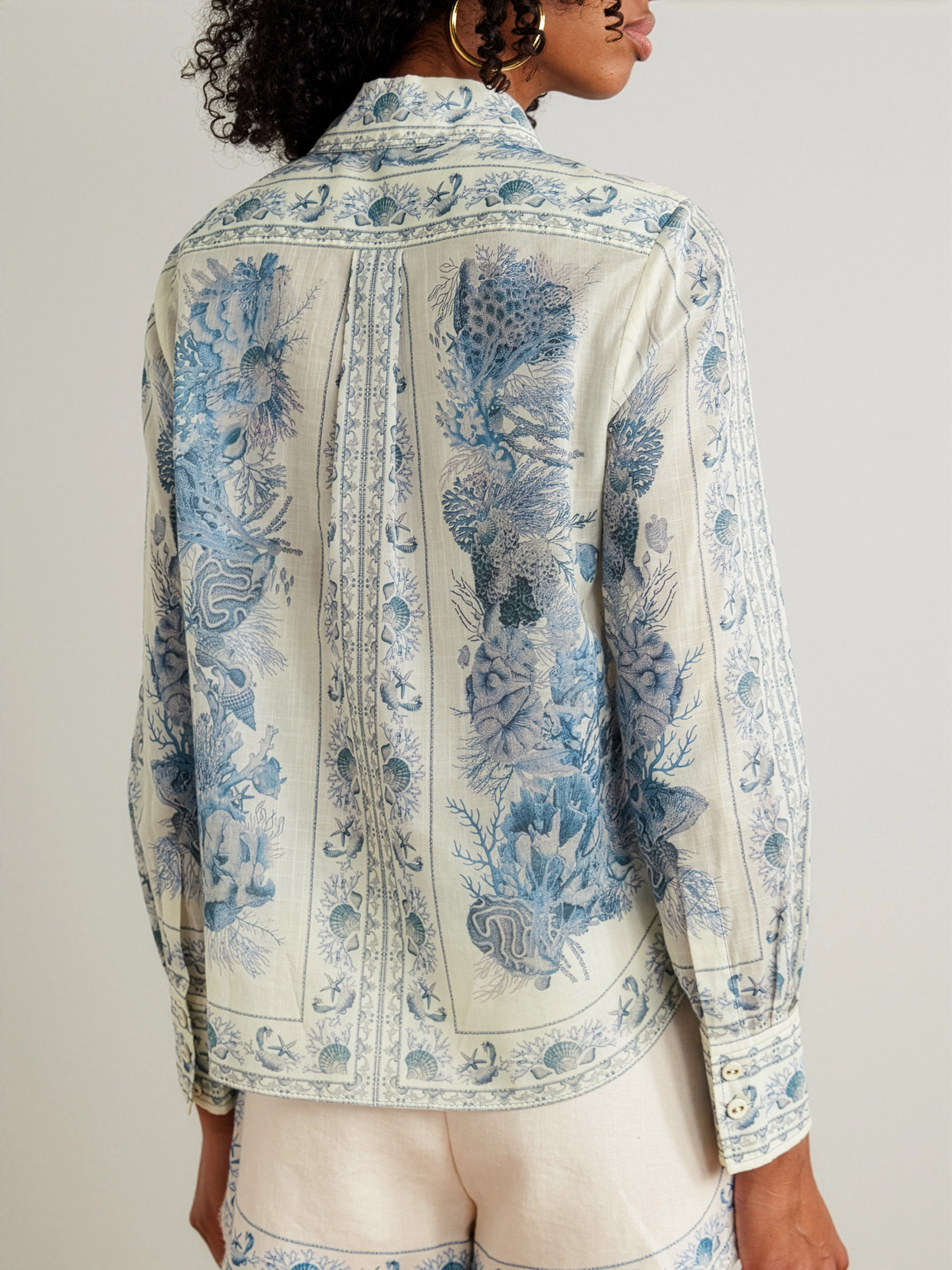 Zimmermann Wanderlust Printed Cotton Shirt In Blue