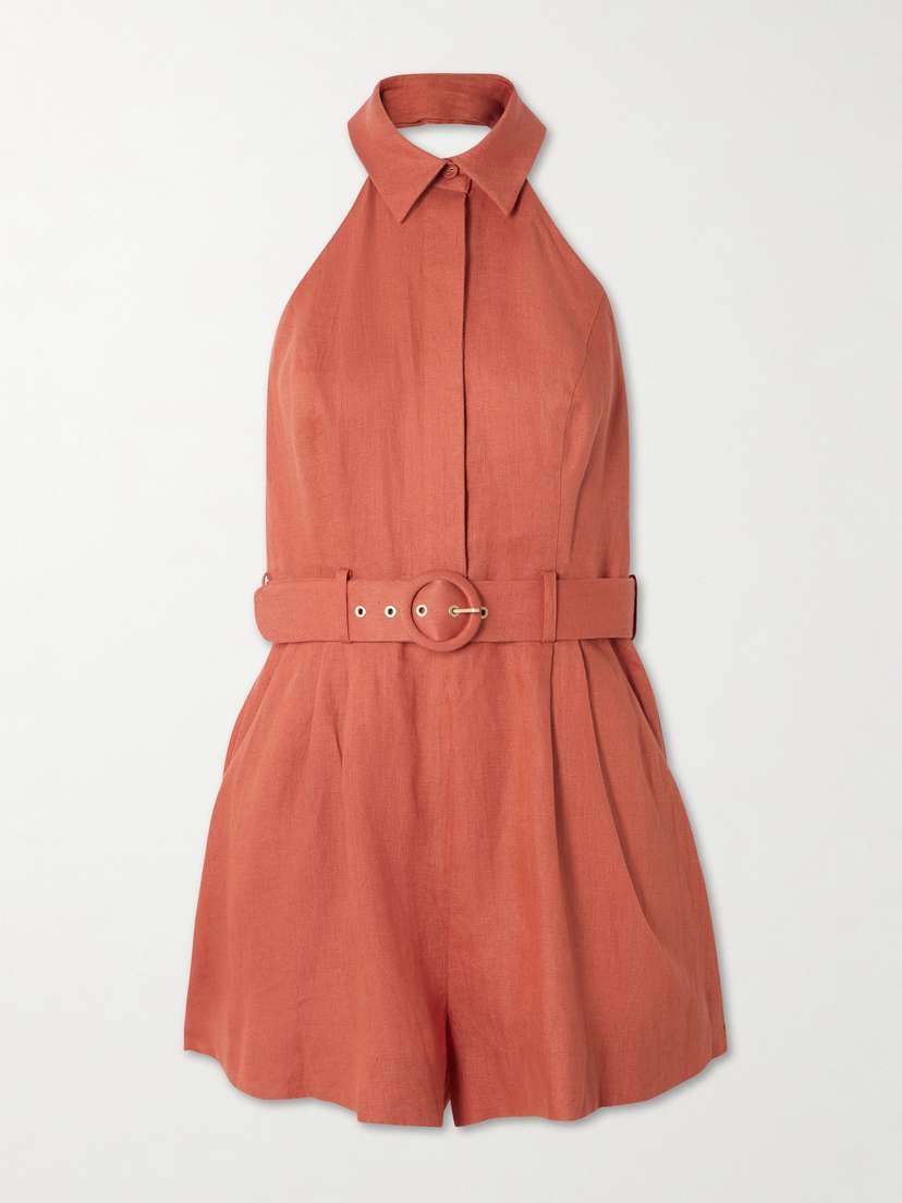 Zimmermann Awaken Belted Linen Playsuit