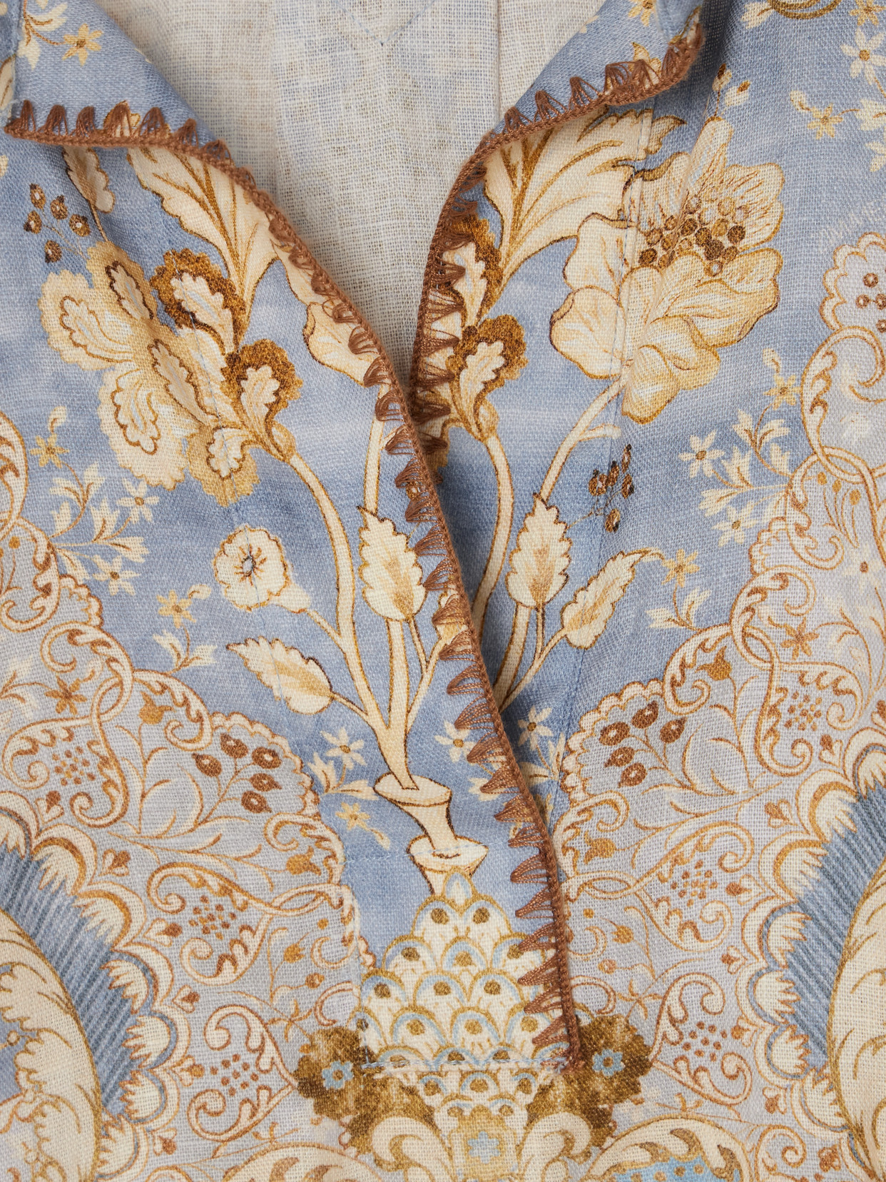 Zimmermann Daylight Belted Printed Linen Midi Dress In Multi