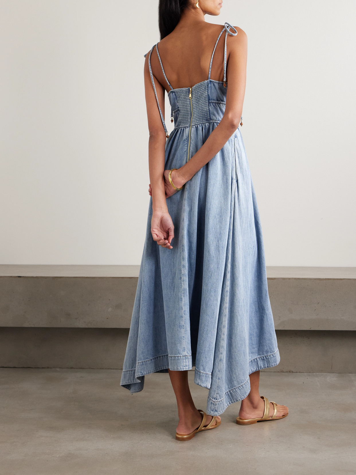 Zimmermann Wanderlust Denim Midi Dress In Blue