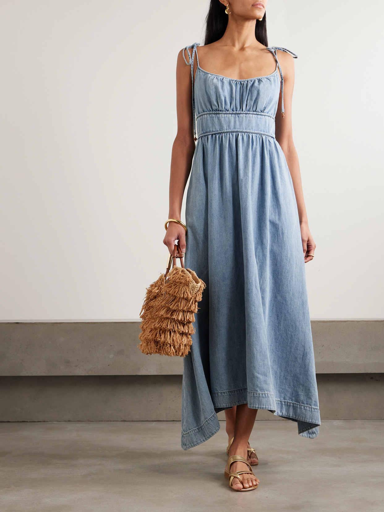 Zimmermann Wanderlust Denim Midi Dress In Blue