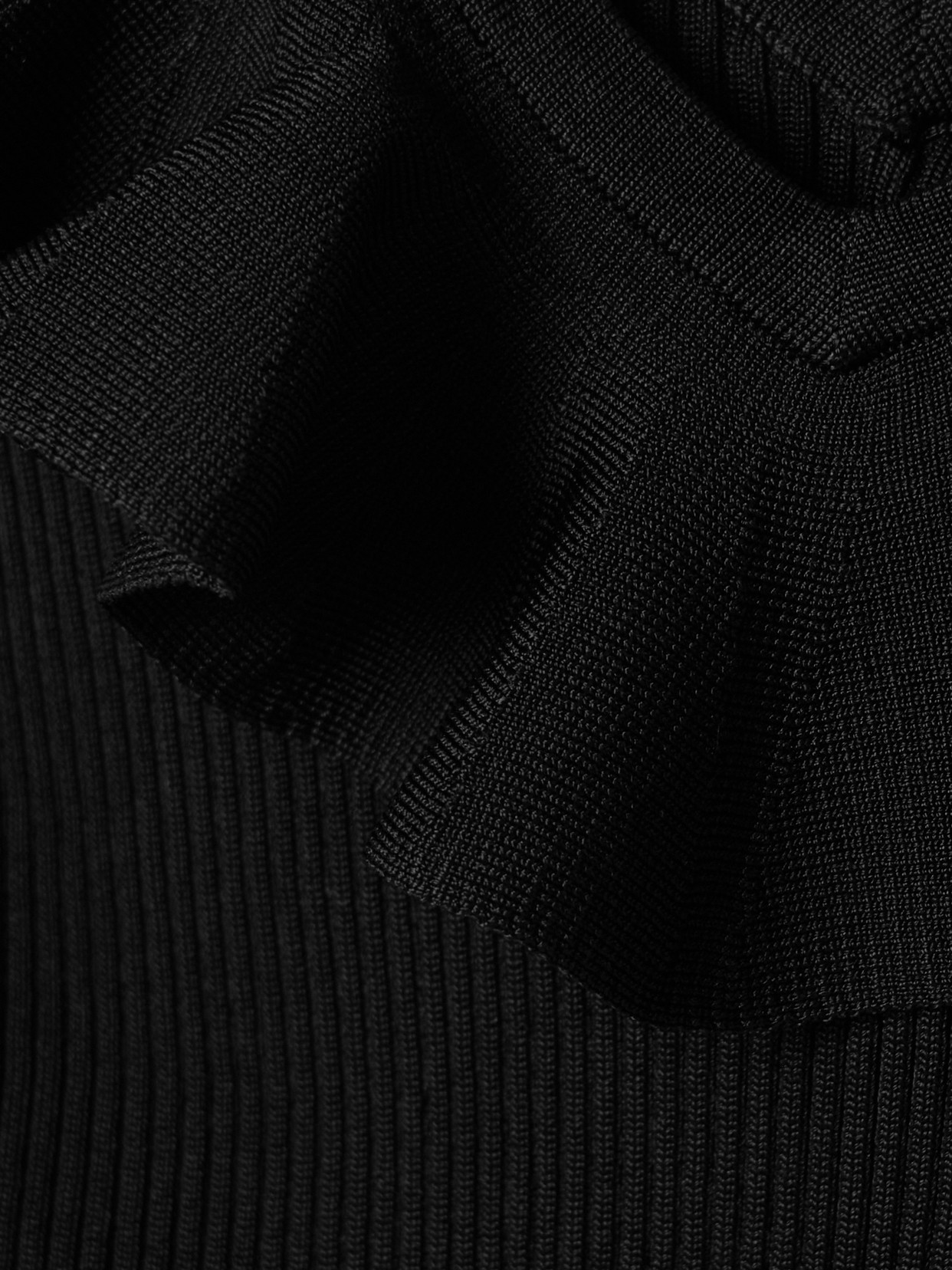 Zimmermann Awaken Ruffled Ribbed-knit Top In Black