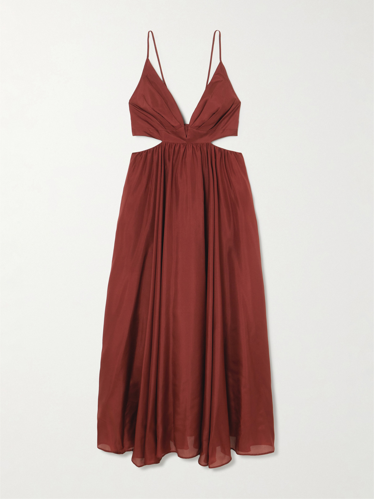 Zimmermann Wanderlust Cutout Silk-poplin Maxi Dress In Burgundy