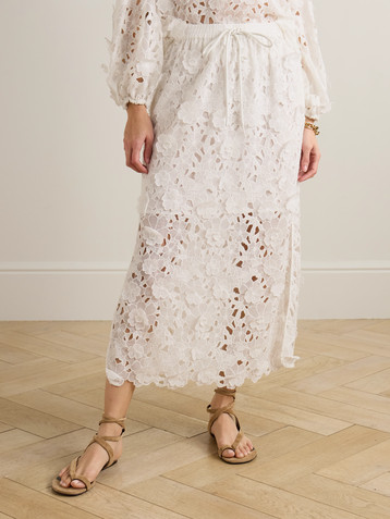 Zimmermann Patience broderie anglaise cotton midi skirt