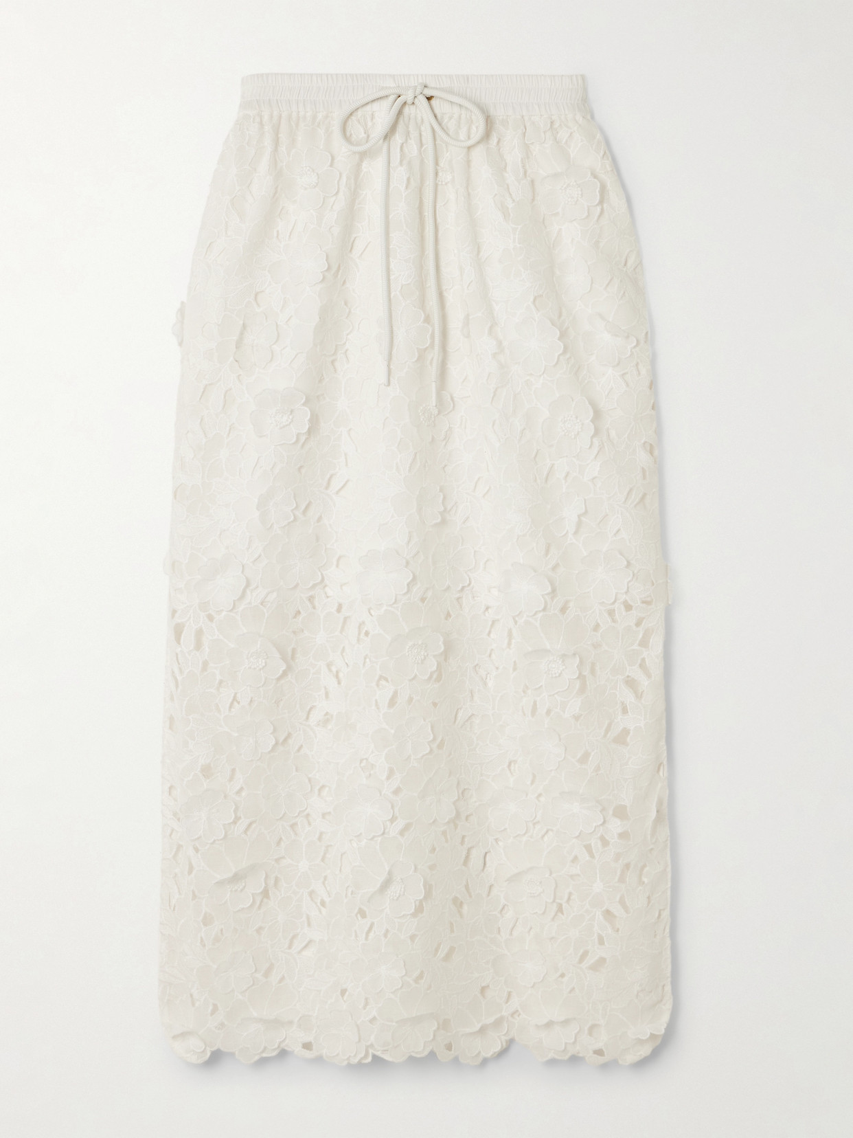 Zimmermann Patience Broderie Anglaise Cotton Midi Skirt In White