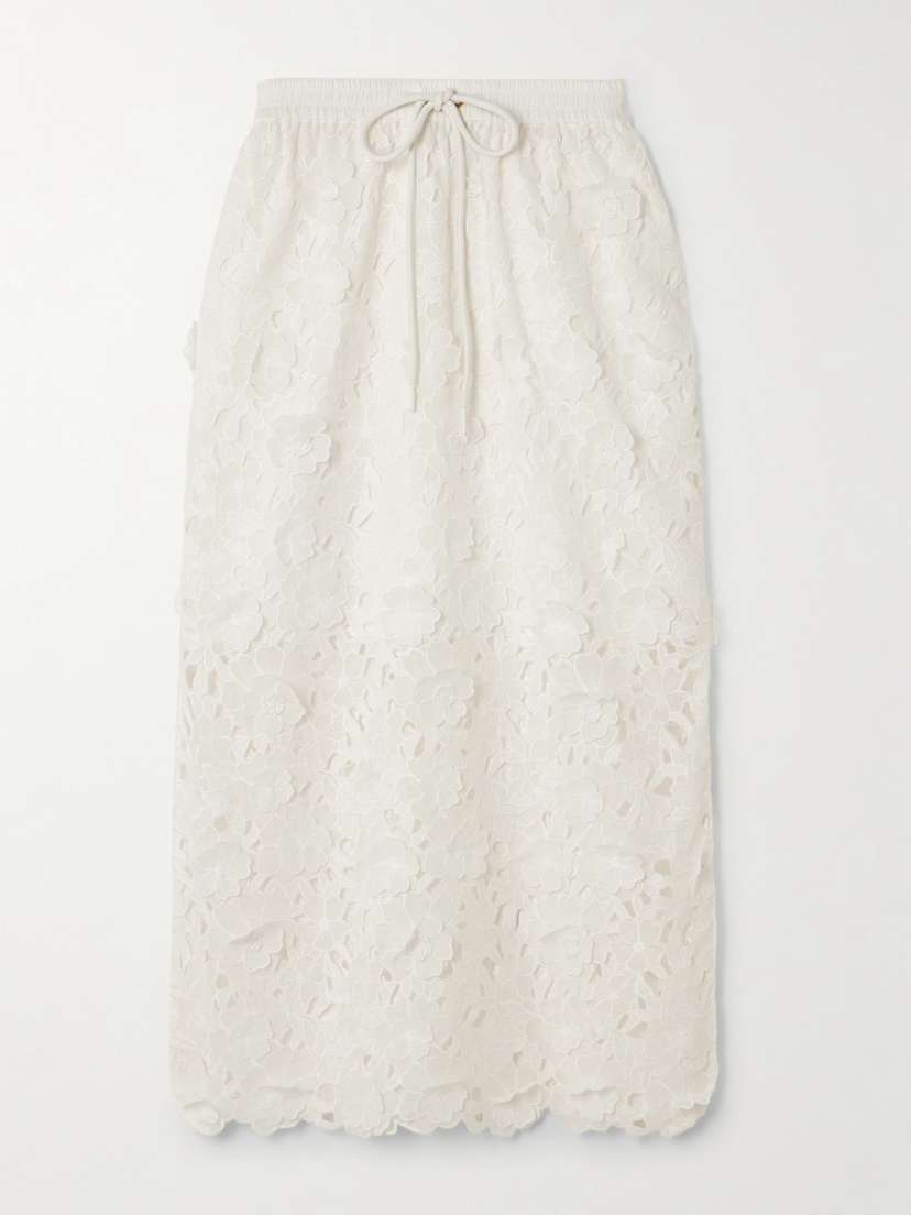 Zimmermann Patience Broderie Anglaise Cotton Midi Skirt