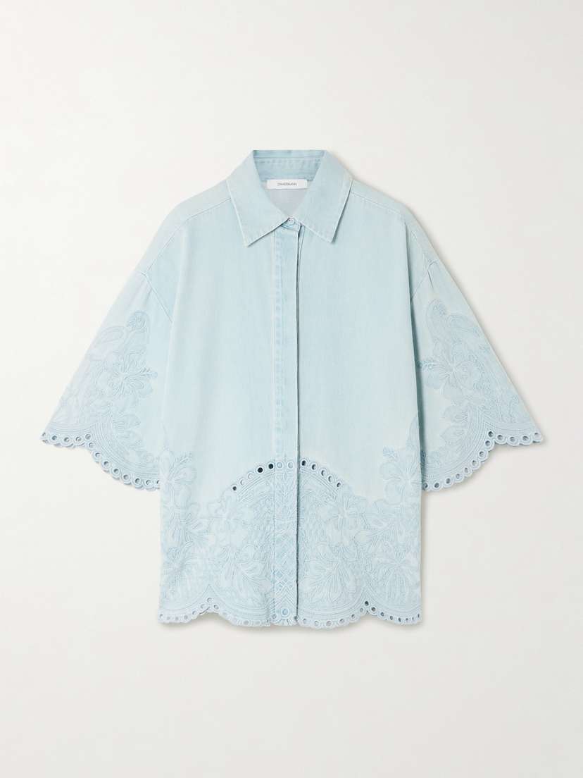 Zimmermann Daylight Broderie Anglaise Denim Shirt