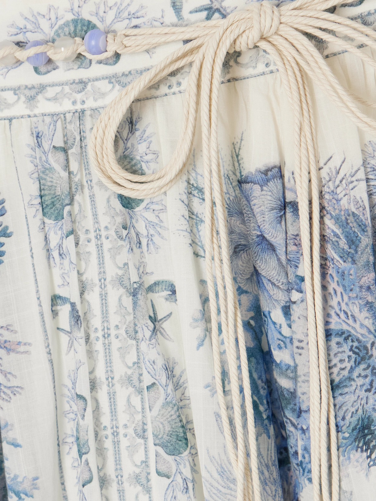 Zimmermann Wanderlust Belted Pleated Printed Cotton Maxi Skirt In Blue