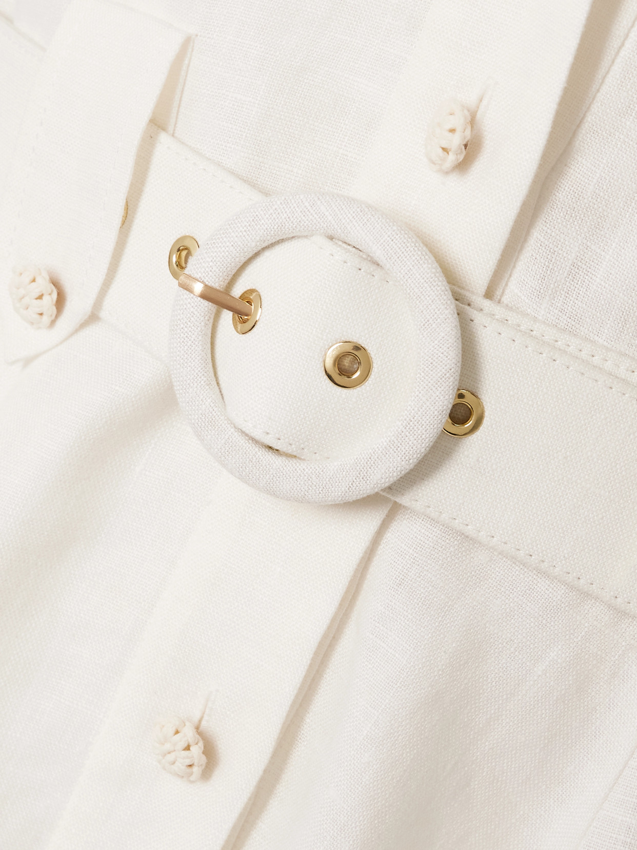 Zimmermann Awaken Belted Linen Mini Shirt Dress In White