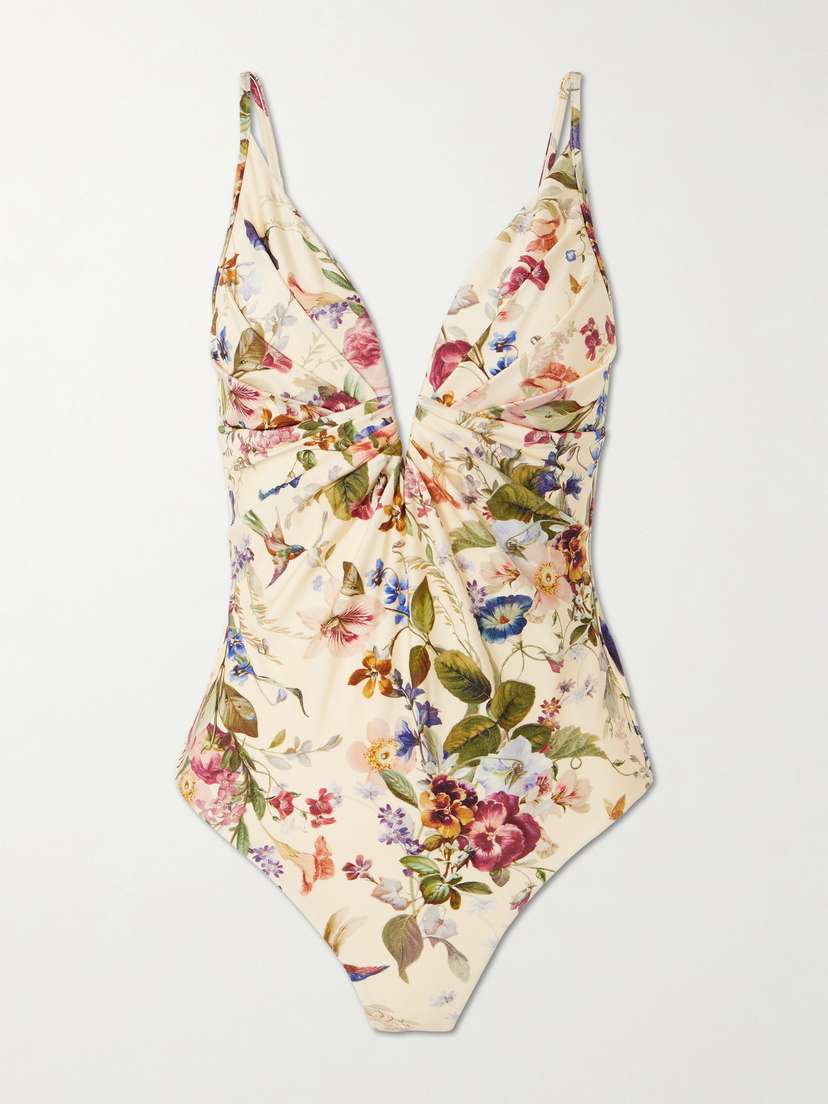 Zimmermann Patience Pleated Floral-print Swimsuit