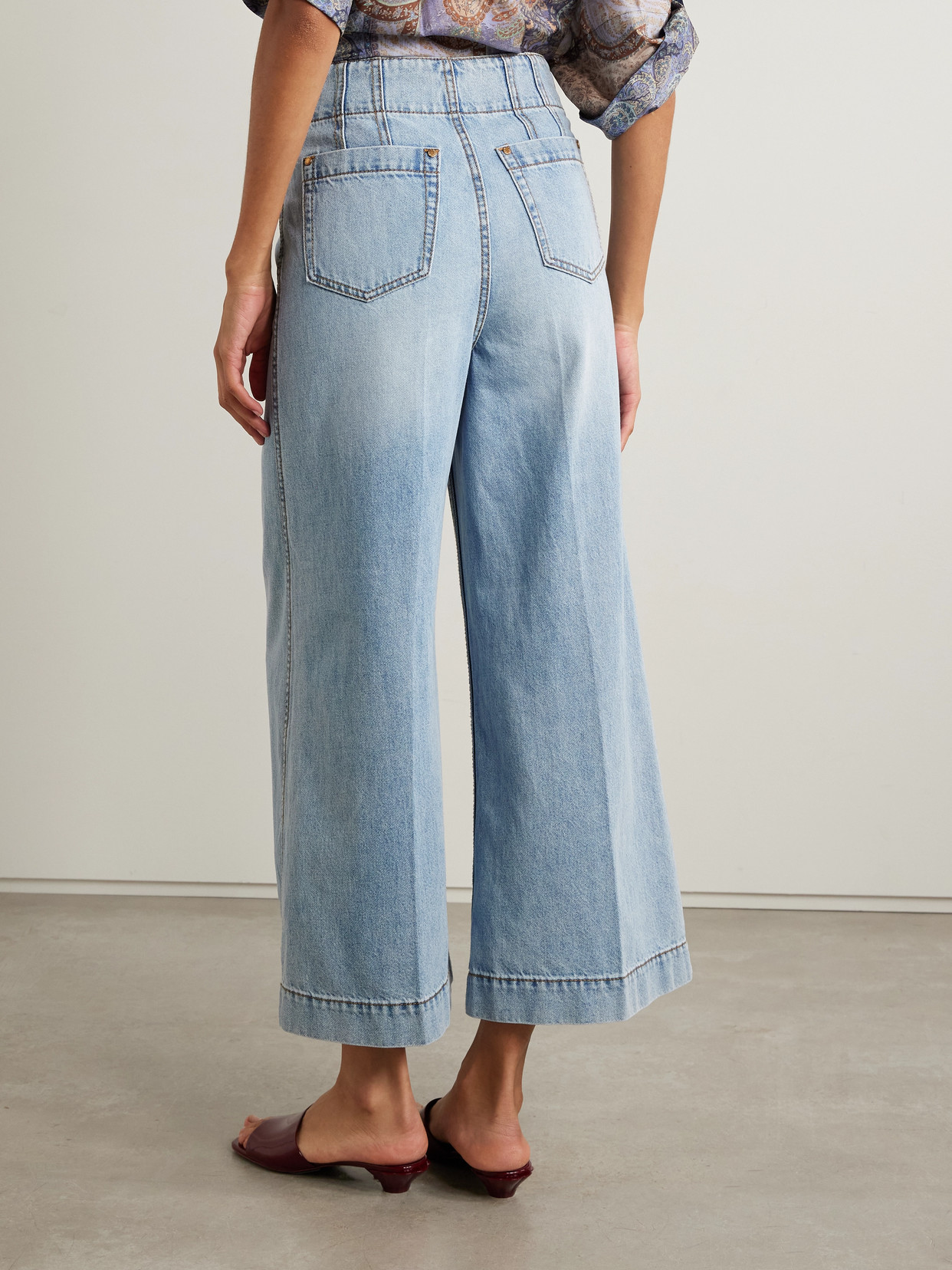 Zimmermann Wanderlust Cropped Wide-leg Jeans In Blue