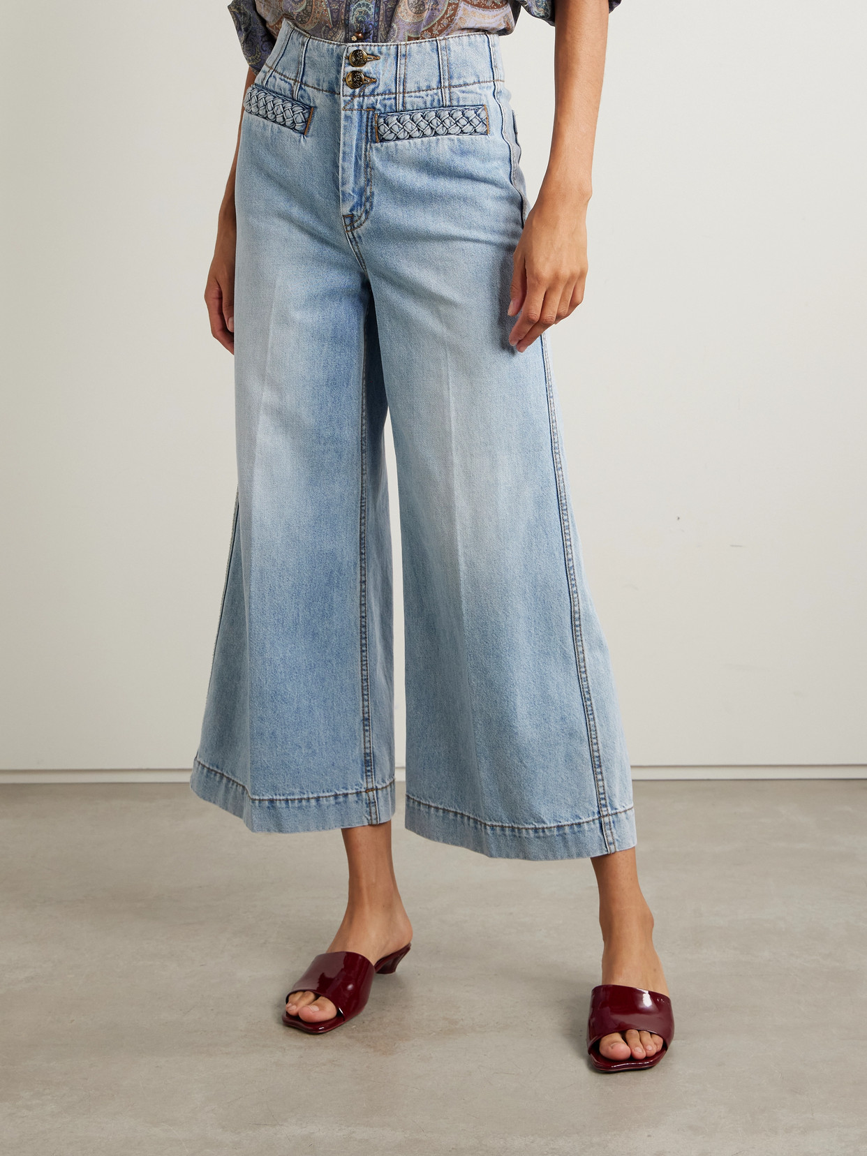 Zimmermann Wanderlust Cropped Wide-leg Jeans In Blue