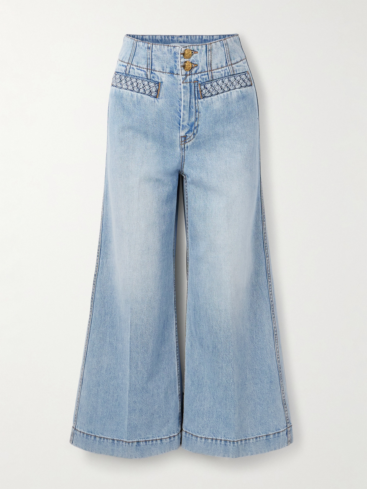 Zimmermann Wanderlust Cropped Wide-leg Jeans In Blue