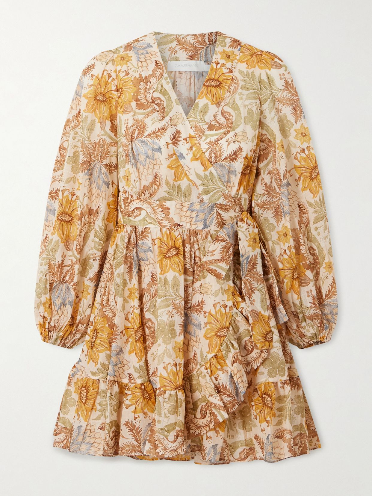 Daylight ruffled floral-print cotton-voile mini wrap dress