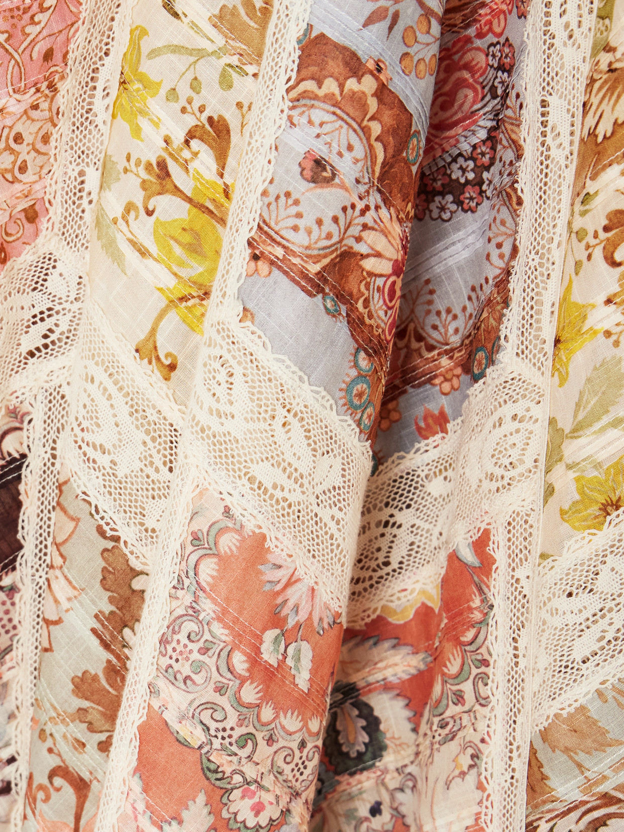 Zimmermann Daylight Flutter Lace-trimmed Tiered Printed Cotton Mini Dress In Orange