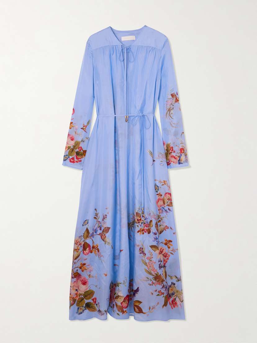 Zimmermann Patience Gathered Floral-print Silk Maxi Dress