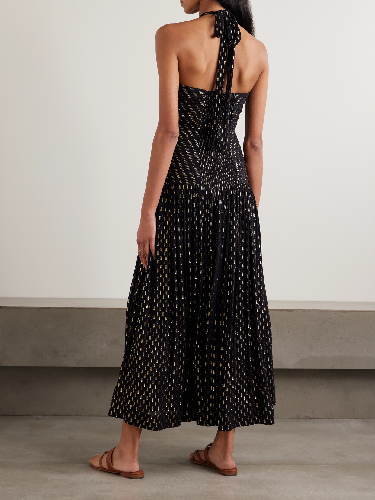 Zimmermann Daylight Cutout Fil Coupé-voile Halterneck Midi Dress In Black