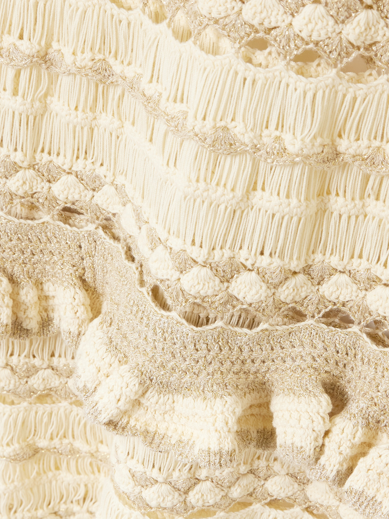 Wanderlust Ruffled Ruffled Pointelle-Knit Maxi
