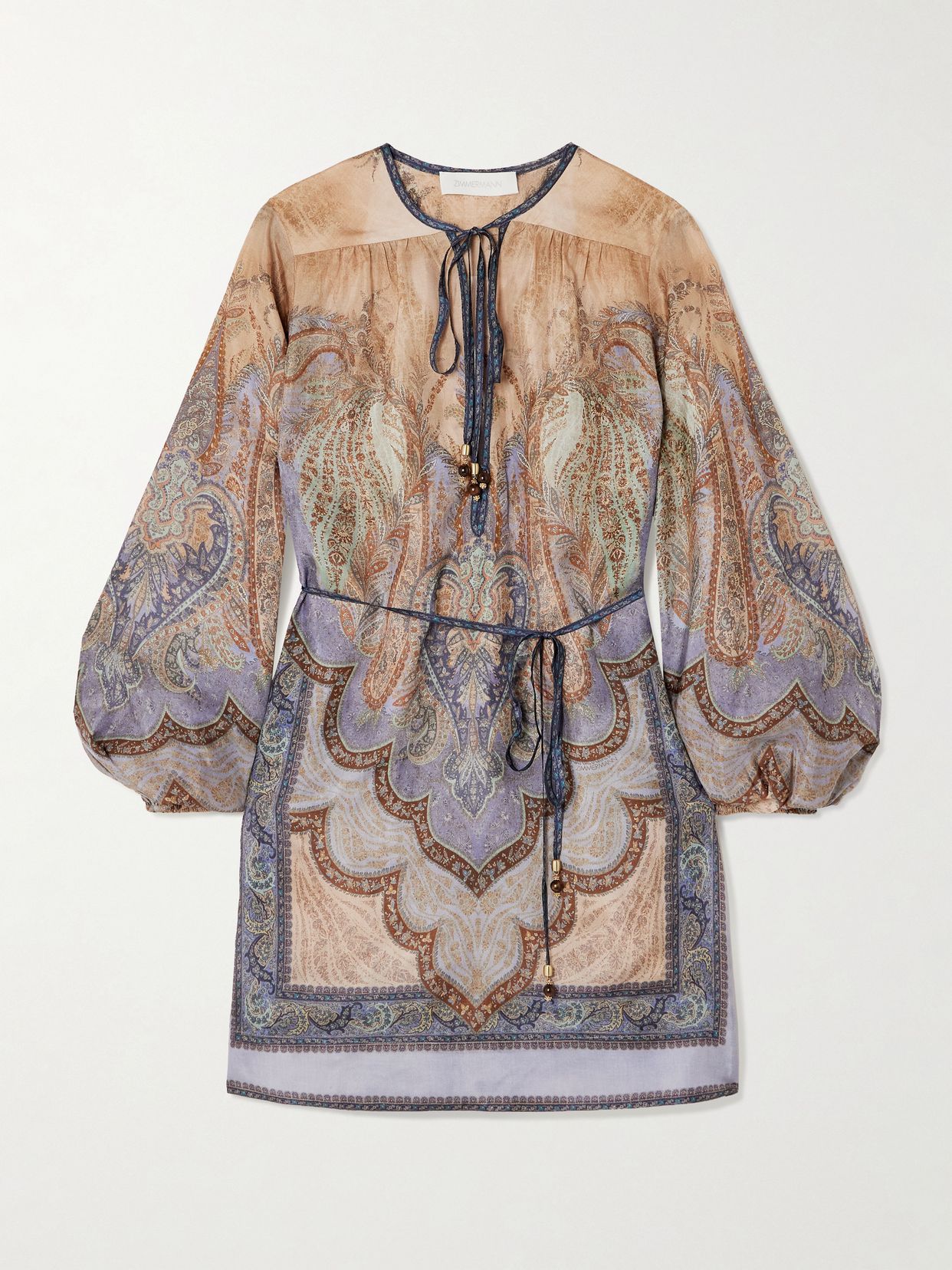 Wanderlust belted printed silk tunic