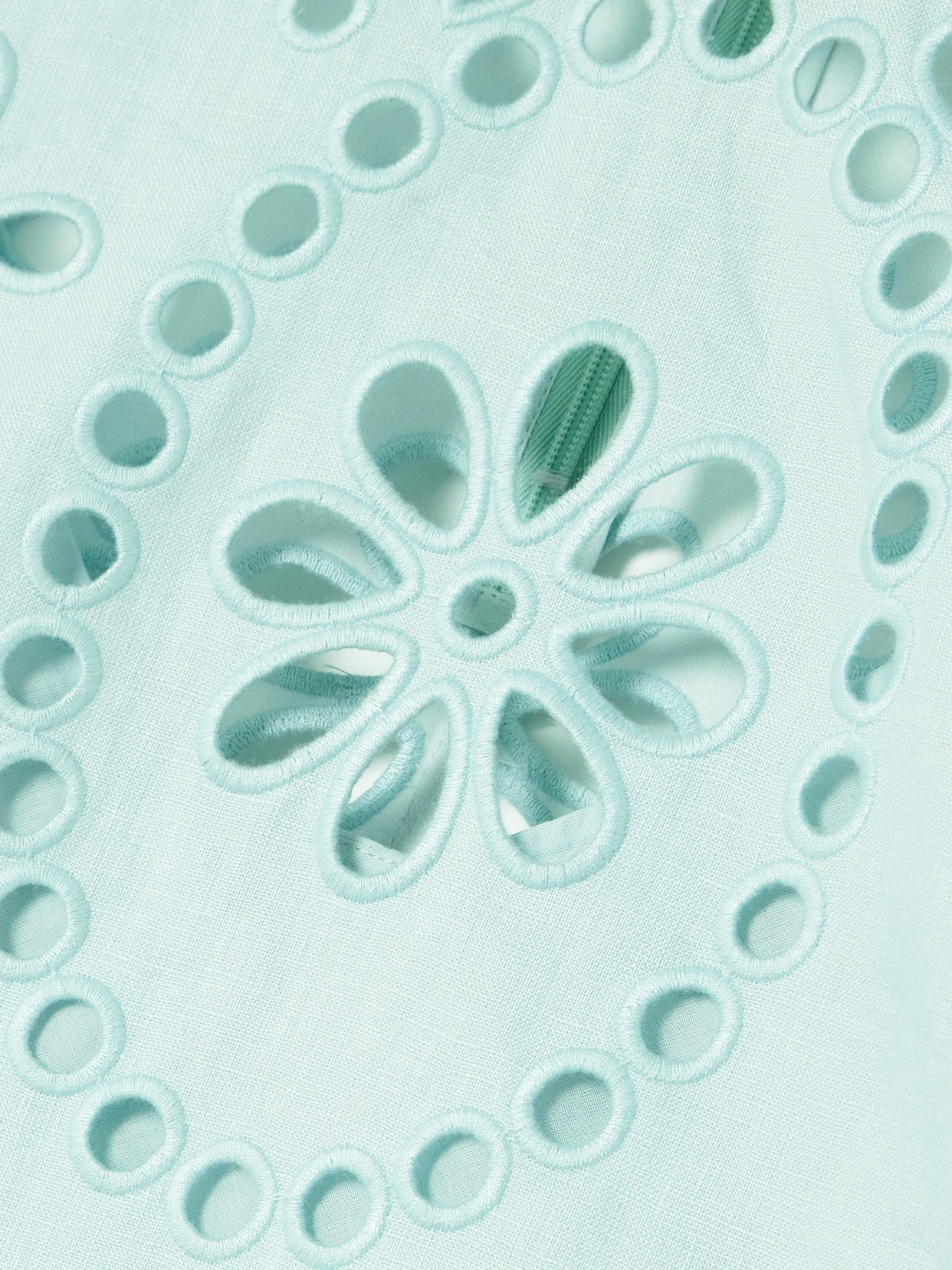 Zimmermann Awaken Cropped Broderie Anglaise Linen Top In Green