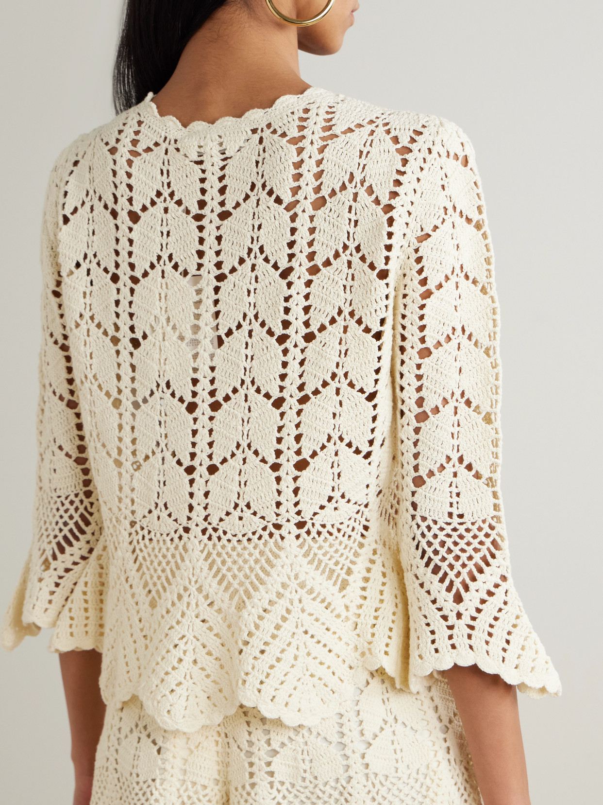 Zimmermann Awaken Scalloped Crocheted Cotton Top In Neutral