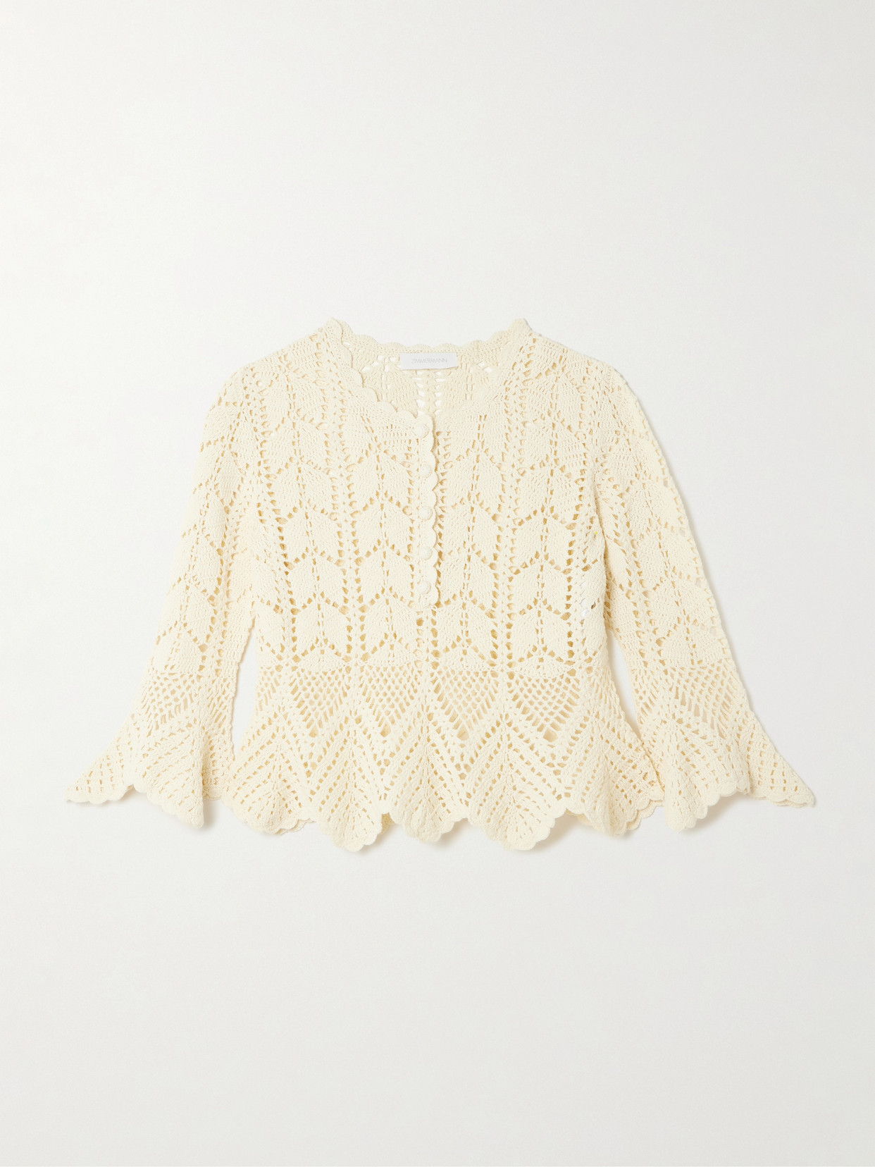 Zimmermann Awaken Scalloped Crocheted Cotton Top In White