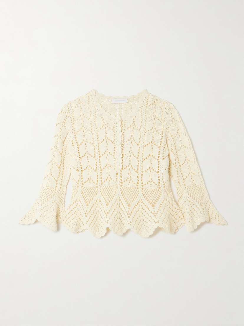 Zimmermann Awaken Scalloped Crocheted Cotton Top