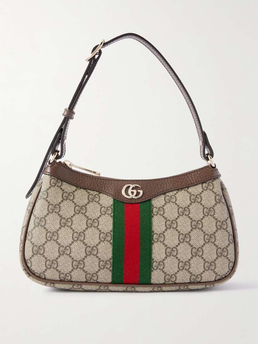 Gucci Ophidia Small Leather-trimmed Printed Coated-canvas Shoulder Bag