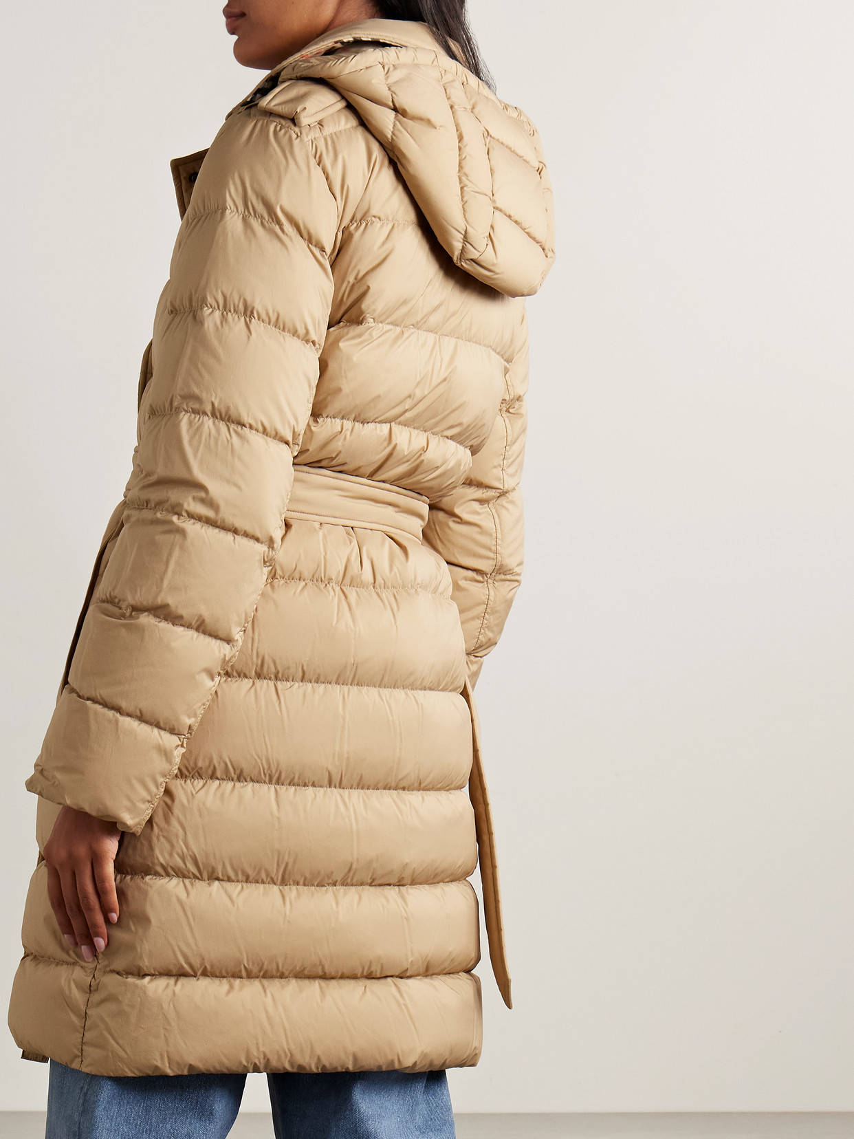 Burberry Belted Double-breasted Quilted Shell Down Coat In Neutral