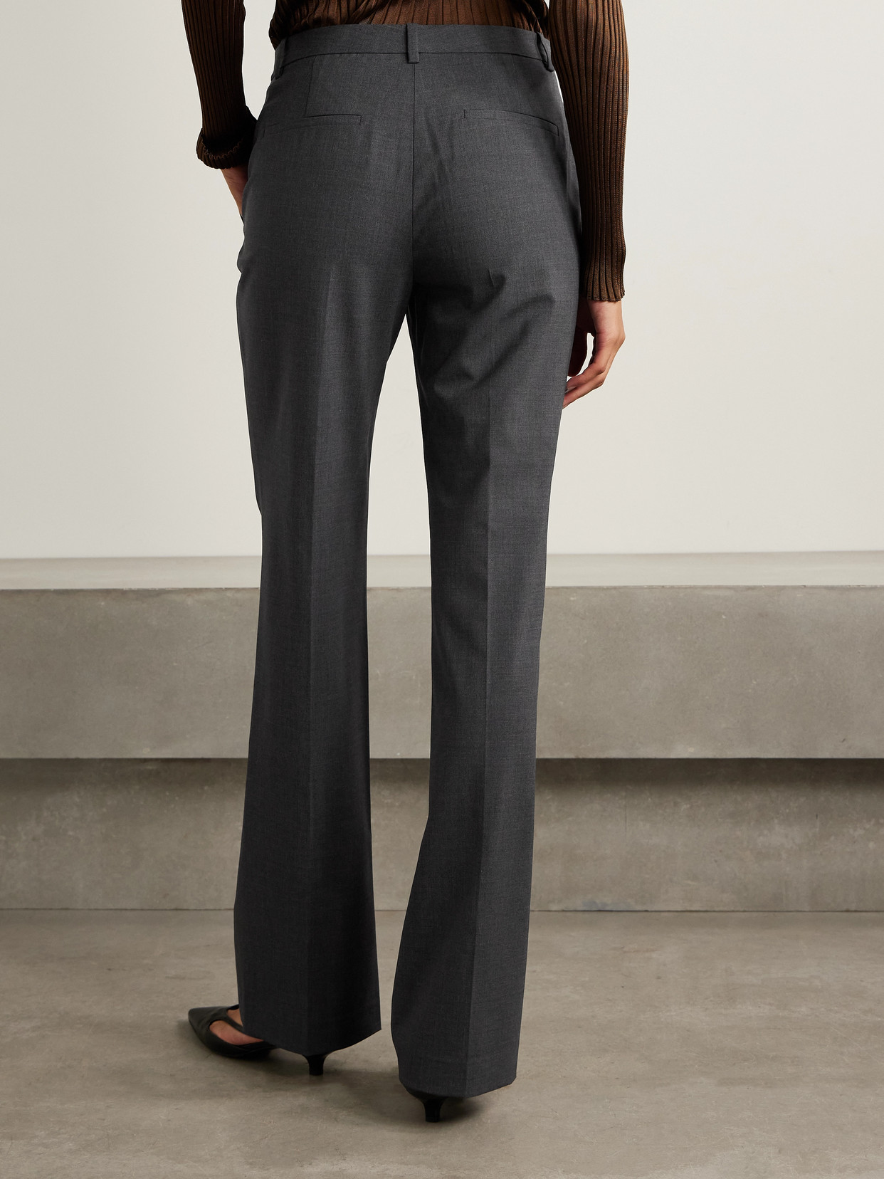 Theory Wool-blend Straight-leg Pants In Gray