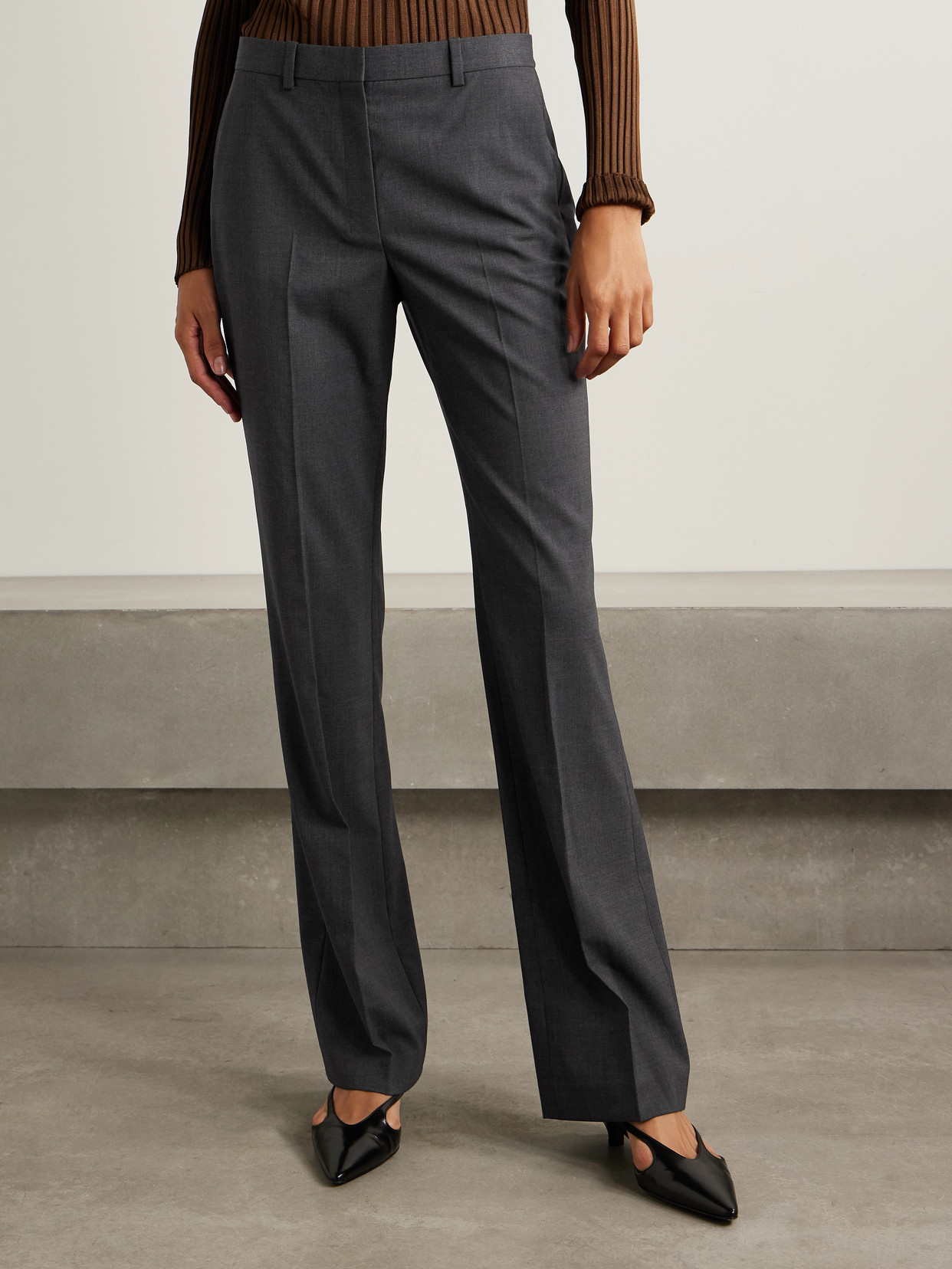 Theory Wool-blend Straight-leg Pants In Gray