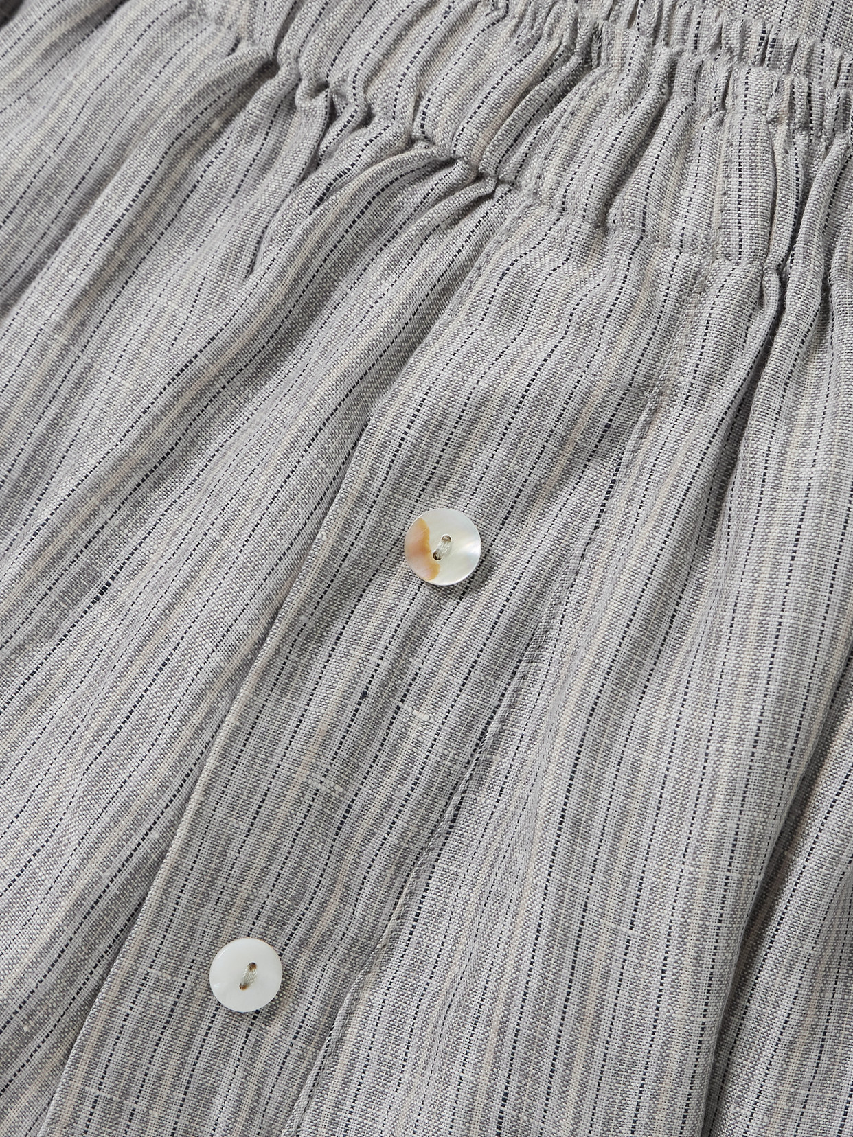 Deiji Studios The 03 Striped Washed-linen Shirt And Shorts Set In Gray