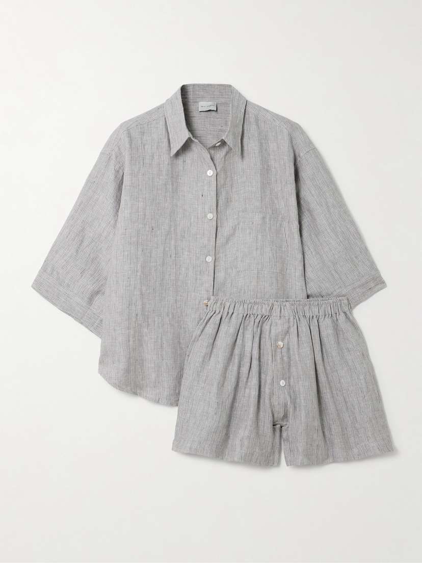 Deiji Studios The 03 Striped Washed-linen Shirt And Shorts Set