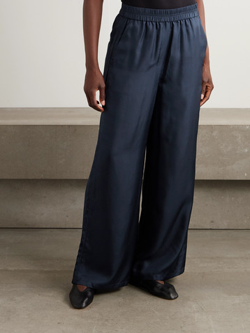 Theory Silk-twill wide-leg pants