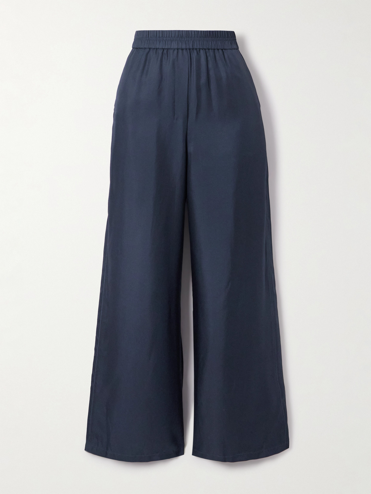 Theory Silk-twill Wide-leg Pants In Blue