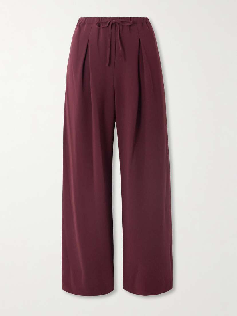 Theory Pleated Crepe Wide-leg Pants