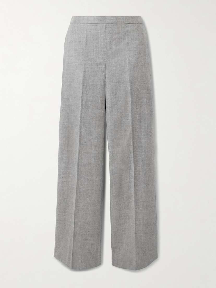 Theory Pleated Wool-flannel Wide-leg Pants