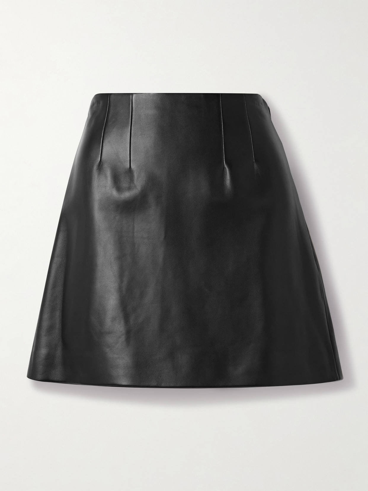 Theory Leather Mini Skirt In Black