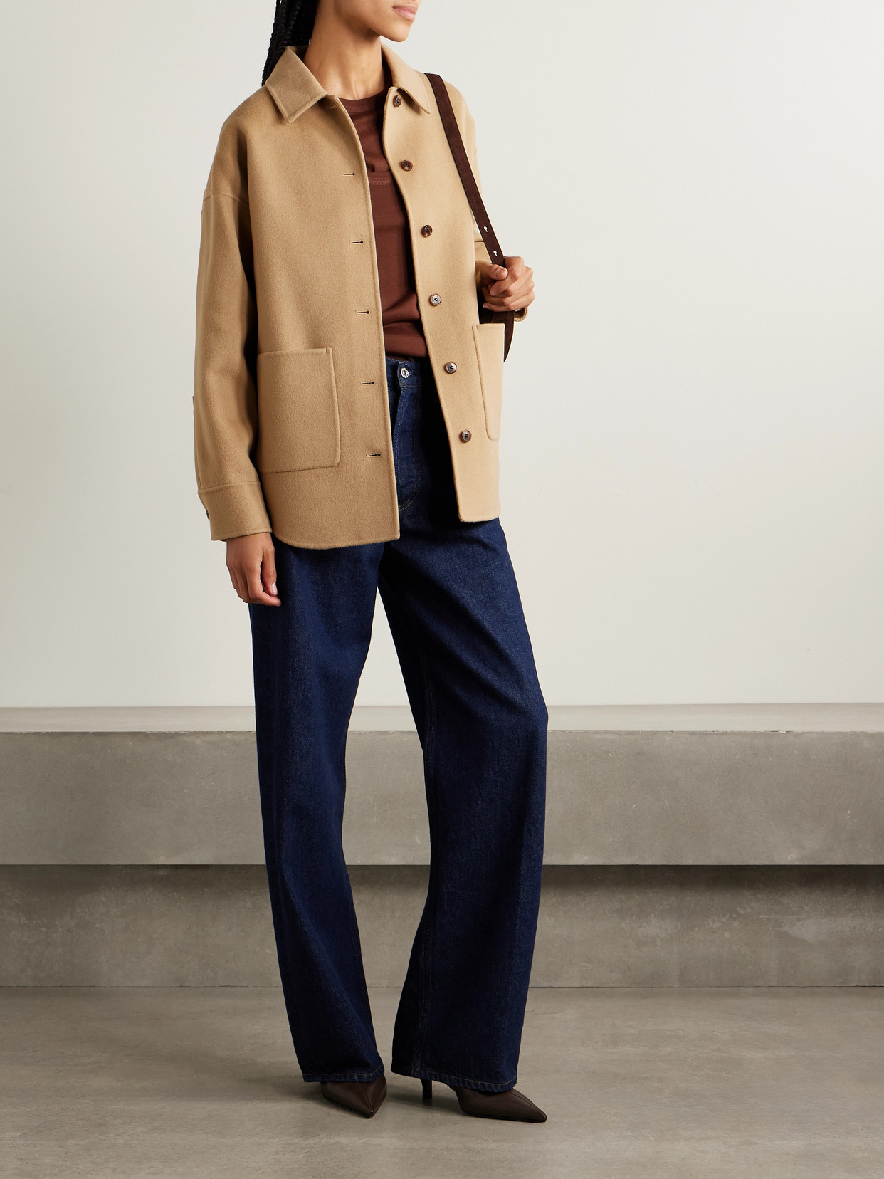 Theory Wool And Recycled Cashmere-blend Felt Jacket In Brown