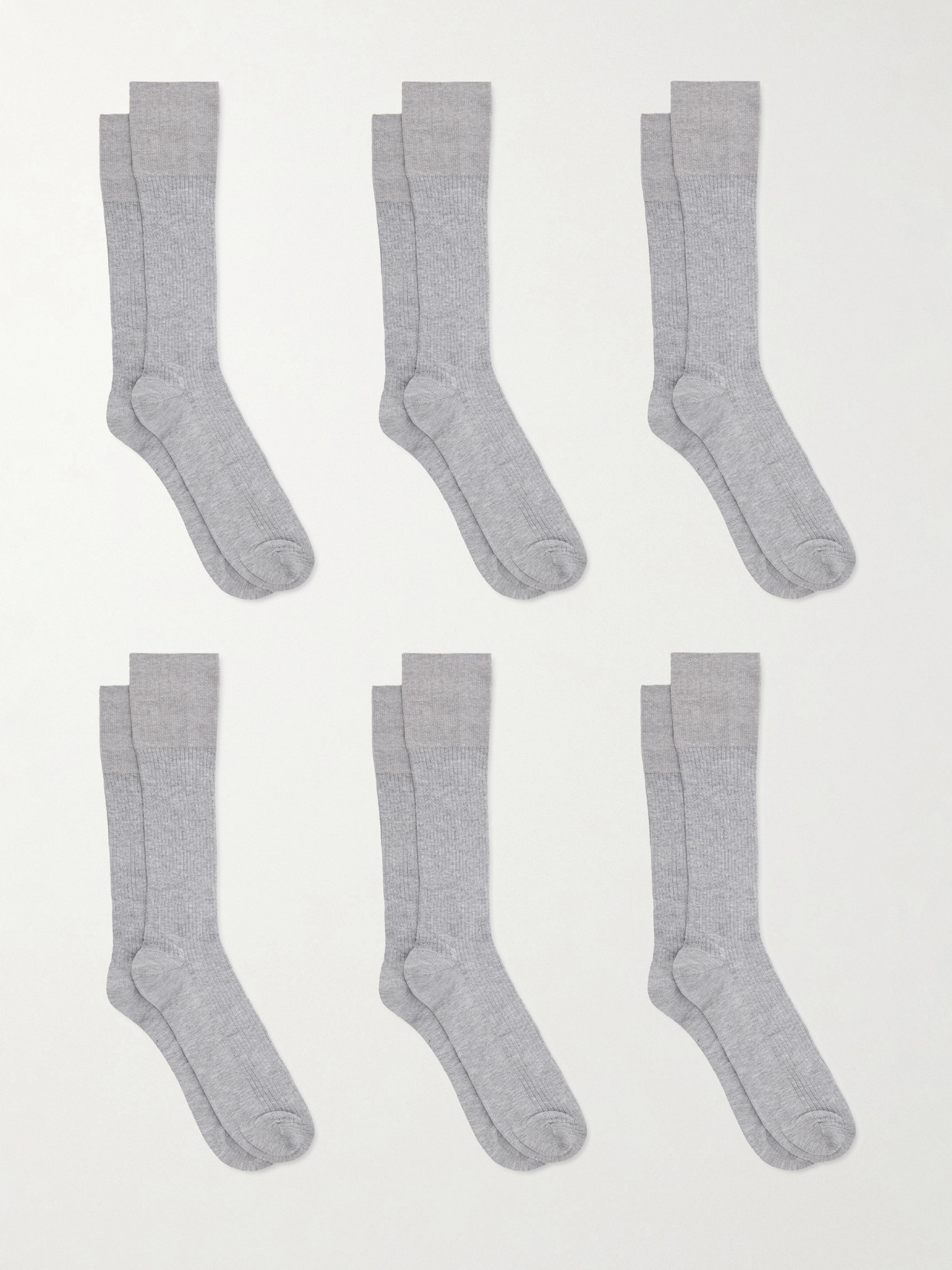 Cdlp Set Of Six Ribbed Cotton-blend Socks In Gray
