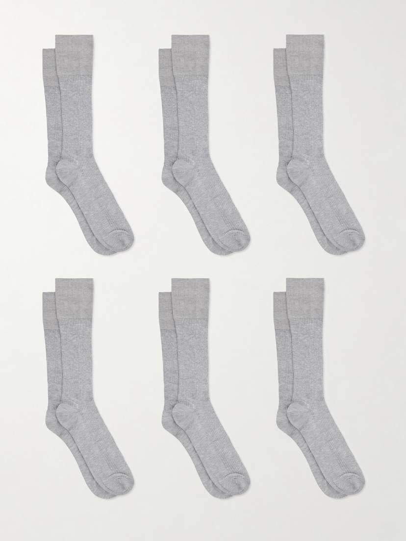 CDLP Set Of Six Ribbed Cotton-blend Socks