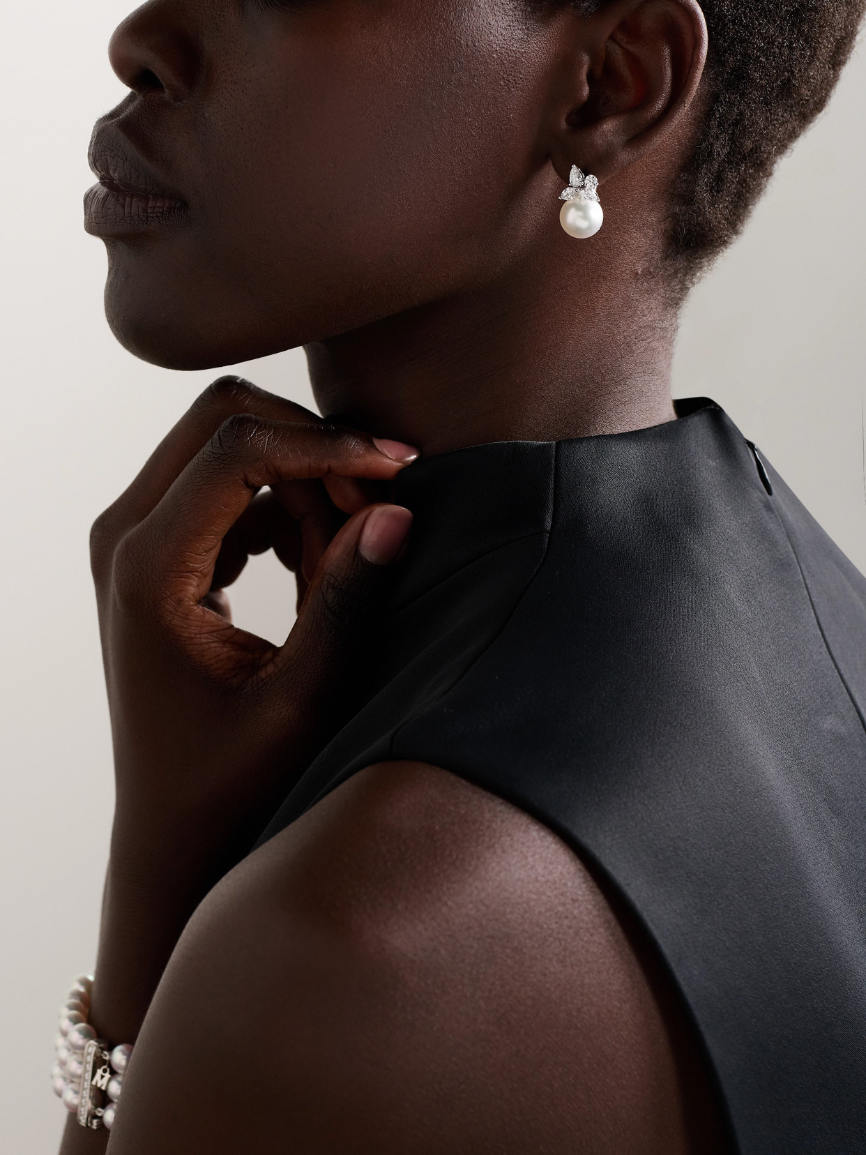 Mikimoto 18-karat White Gold, Pearl And Diamond Earrings In White