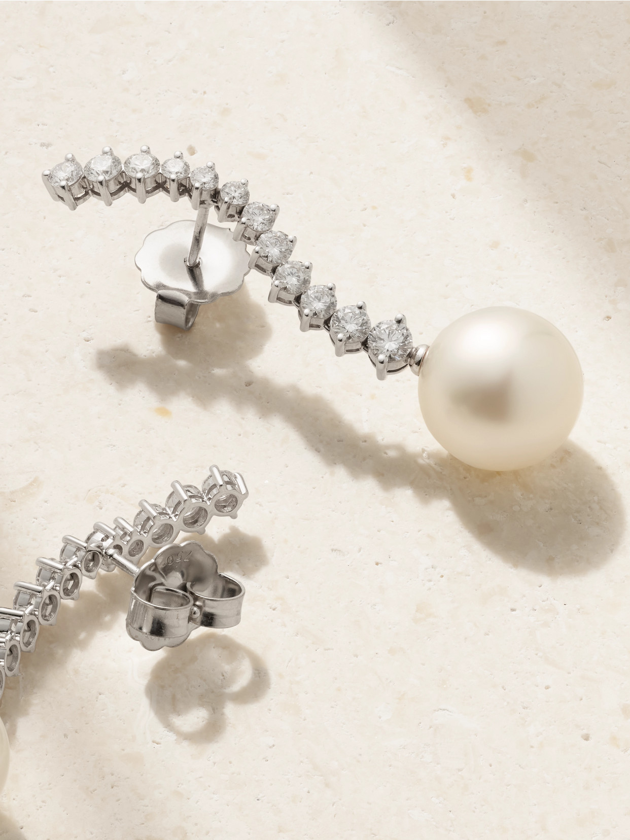 Mikimoto 18-karat White Gold, Diamond And Pearl Earrings In Metallic