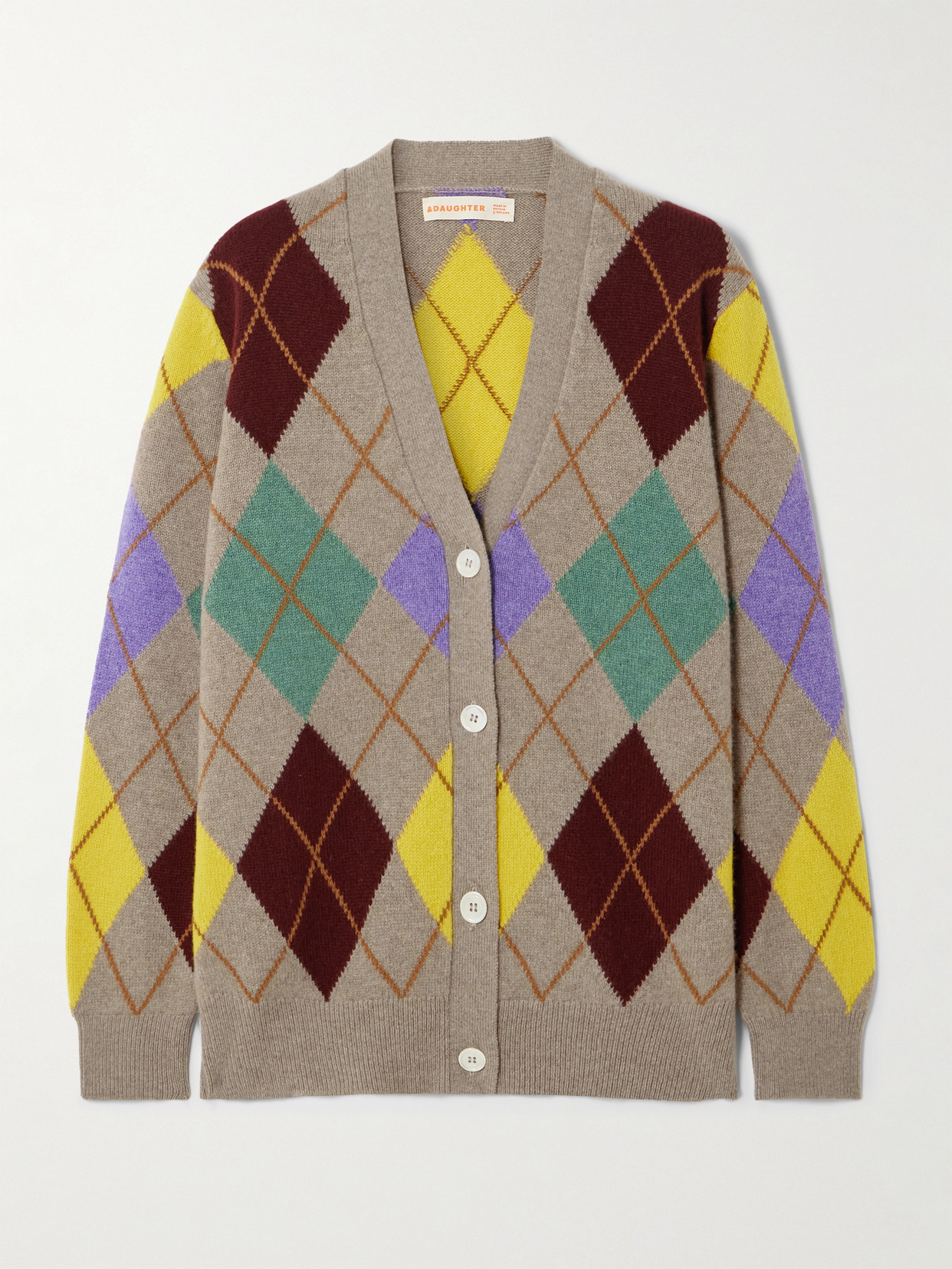 Daughter Argyle Wool Cardigan In Multi