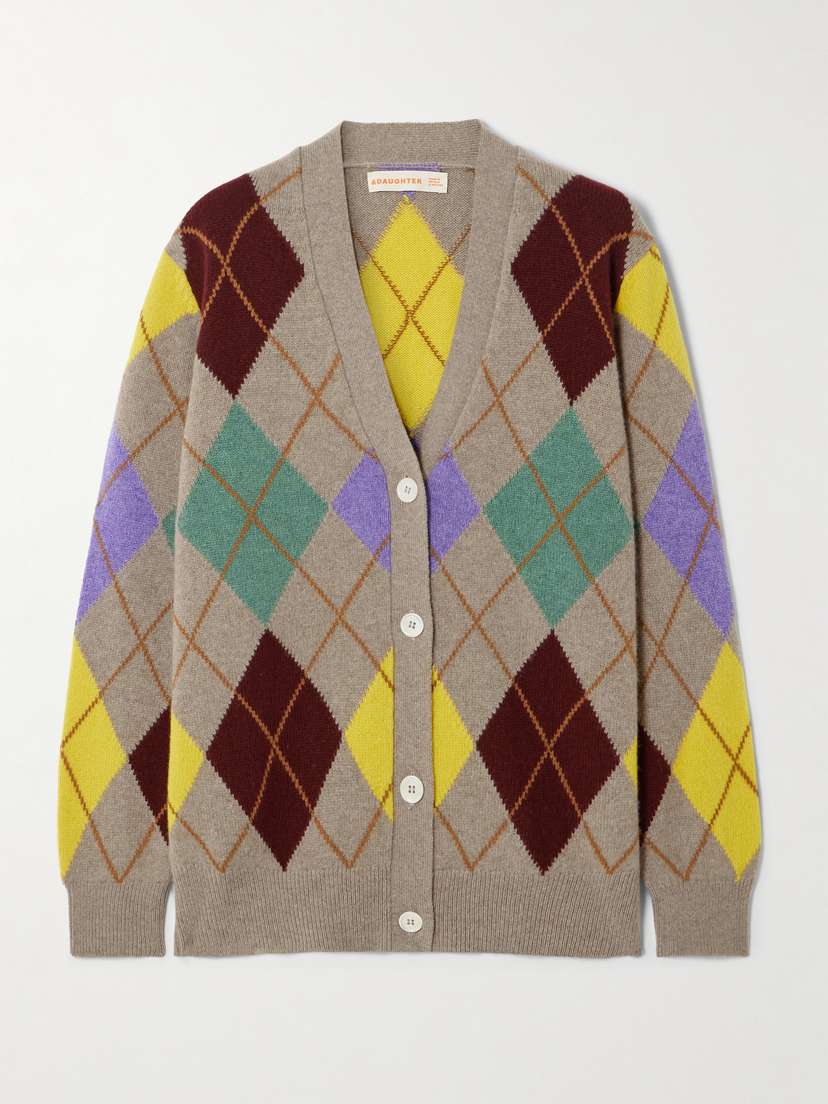 &Daughter Argyle Wool Cardigan