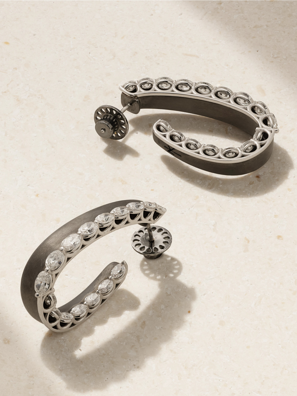 Nikos Koulis Me 18-karat Blackened White Gold Diamond Hoop Earrings In Black